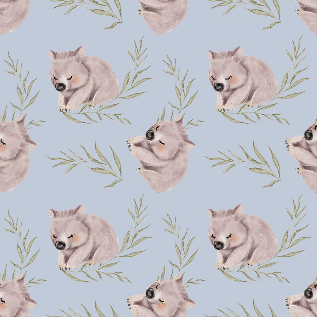 Wombaty na niebieskim tle