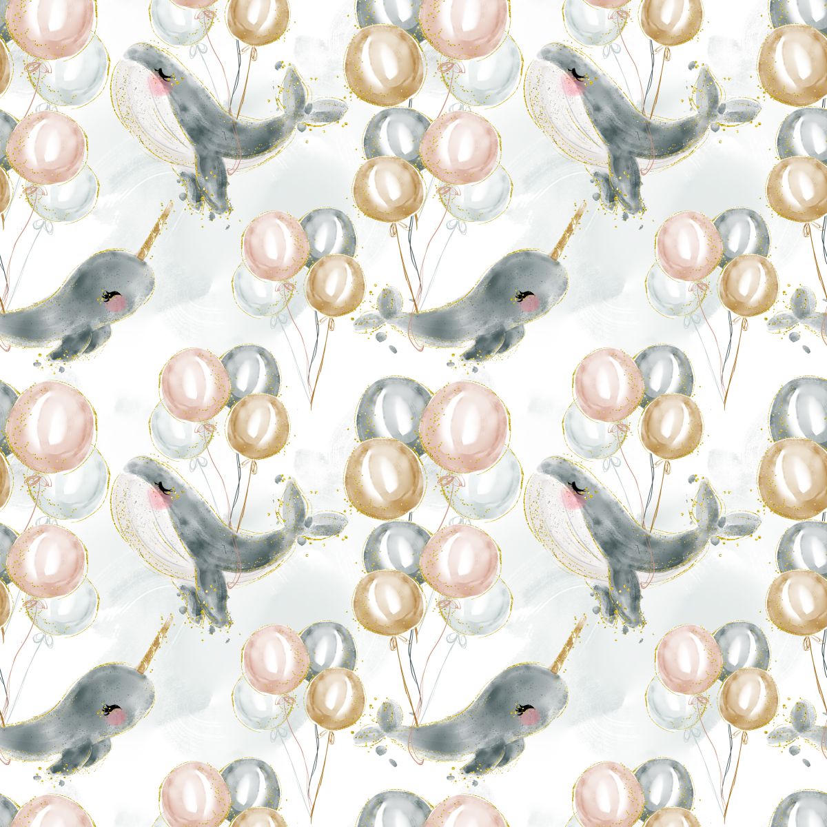 Wieloryby, balony i chmurki