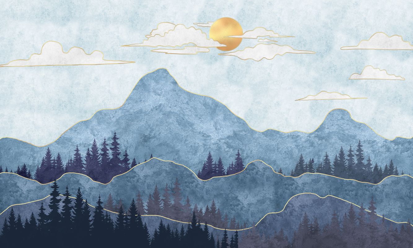 Słońce nad niebieskimi górami