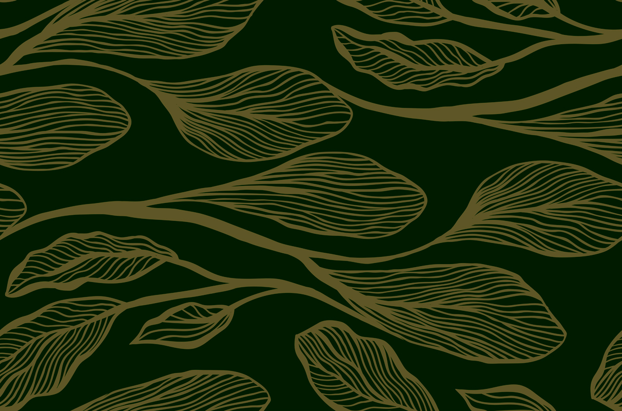 Duże, poziome beżowe liście na ciemnozielonym tle