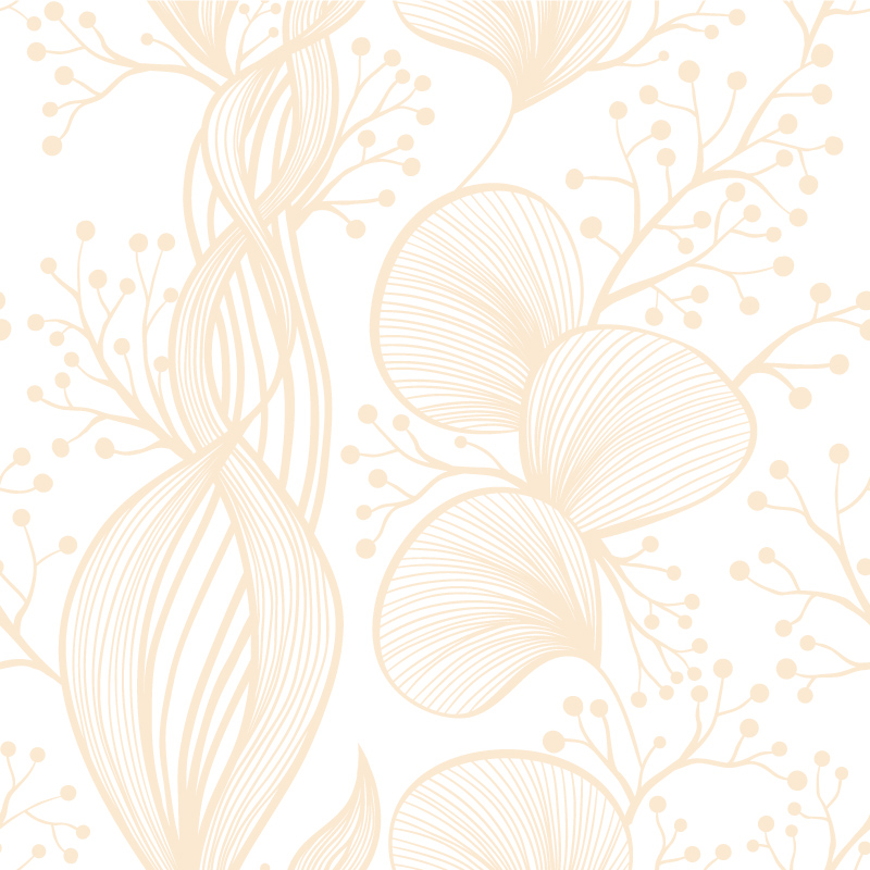 Delikatne, beżowe florale na białym tle