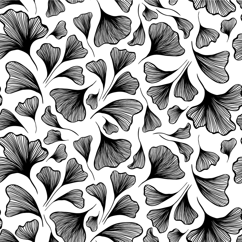 Czarno-białe liście miłorzębu