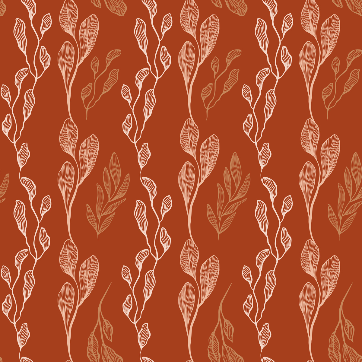 Podłużne liście w trzech odcieniach na czerwonym tle