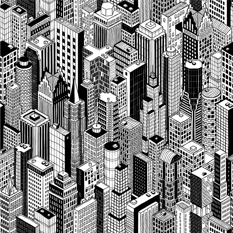 Wieżowce w czerni i bieli