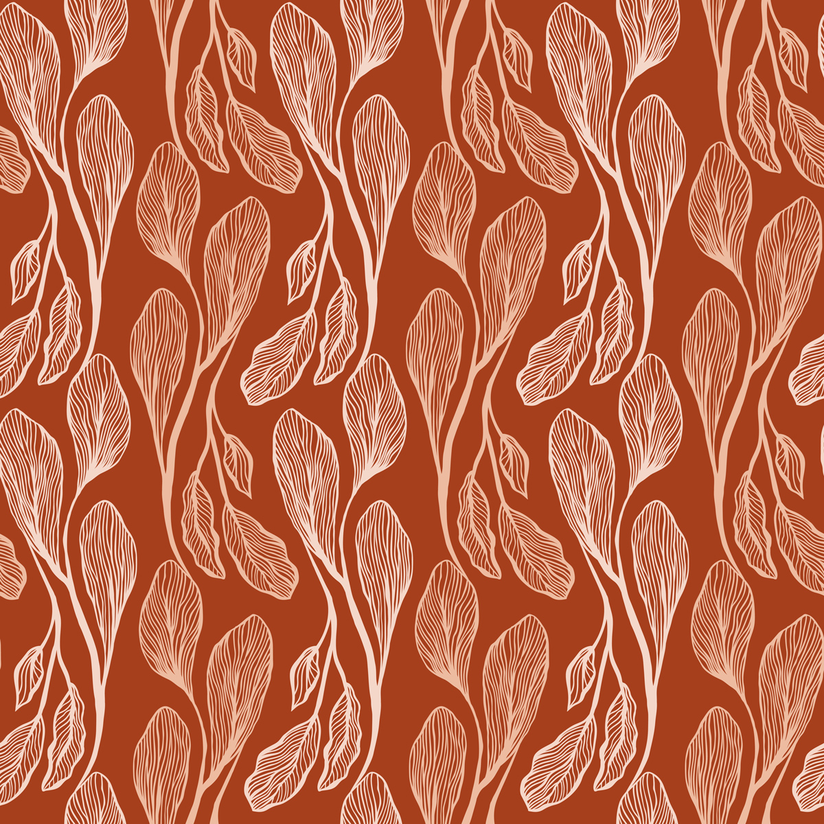 Drobne, pionowe liście na ceglastym tle