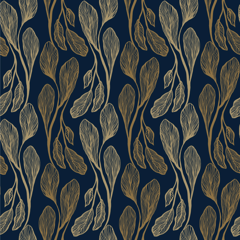 Beżowo-żółte liście na granatowym tle