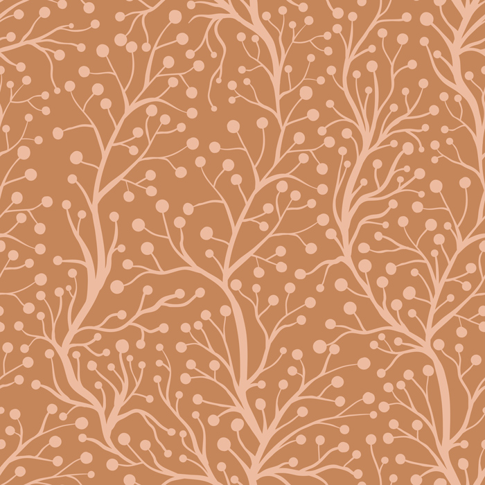 Beżowe gałązki, drzewa na brązowym tle