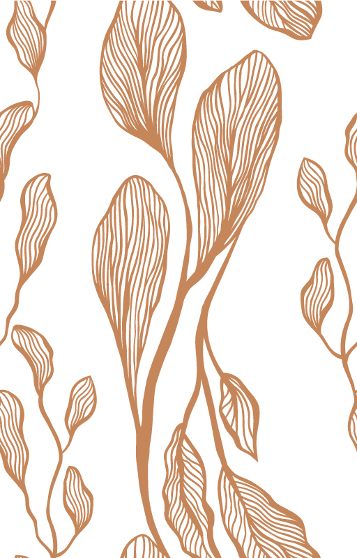 Brązowe, pionowe liście na białym tle