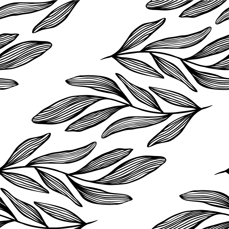 Czarne, poziome liście na białym tle