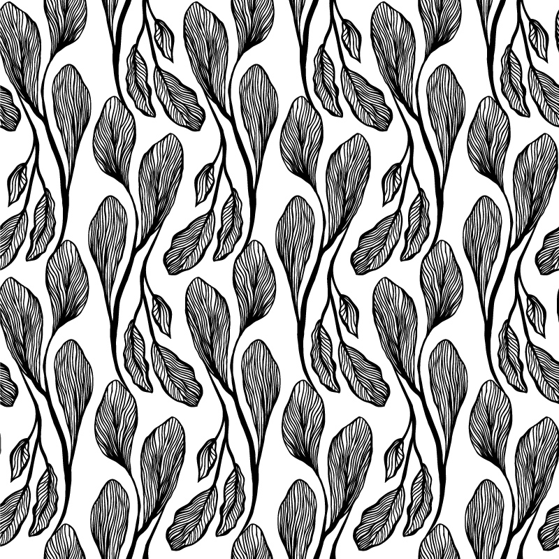 Czarne, drobne liście na białym tle