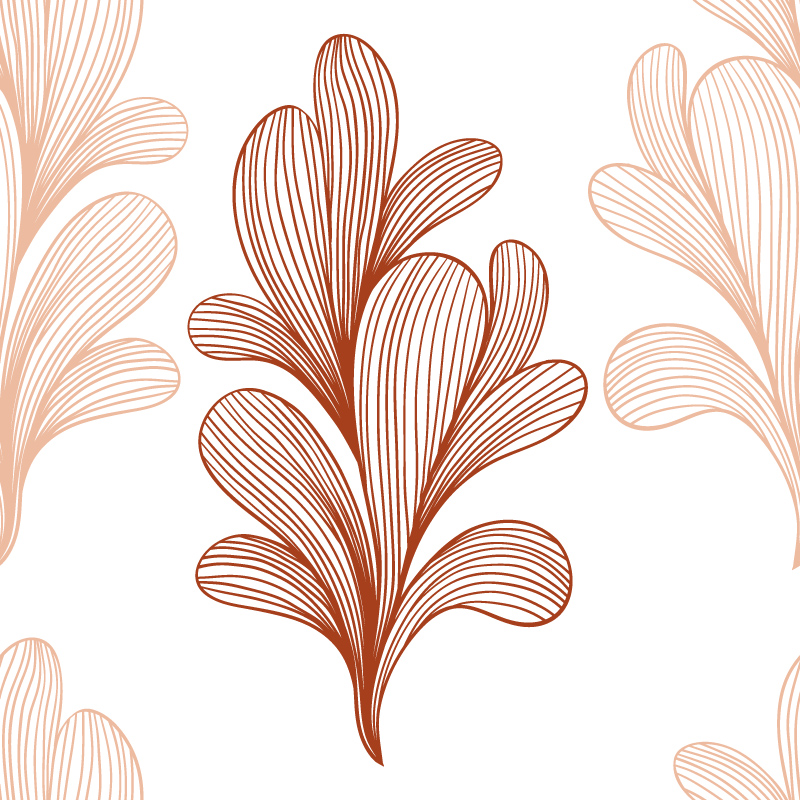 Kępki liści w dwóch odcieniach czerwieni na białym tle