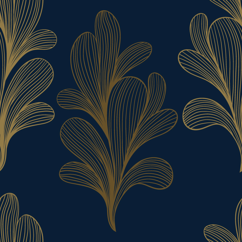 Żółte, delikatne liście na granatowym tle