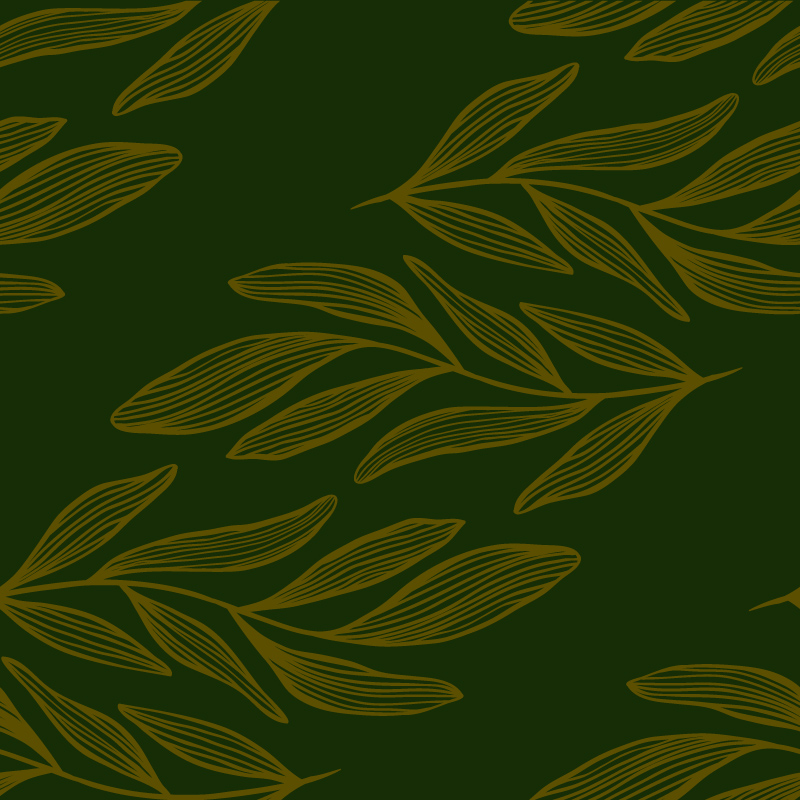 Żółte, poziome liście na ciemno-zielonym tle