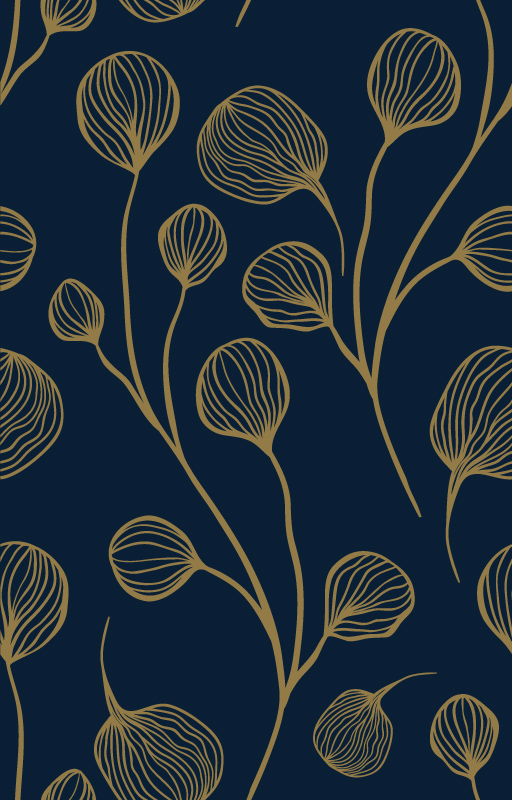 Delikatne żółte pędy na granatowym tle