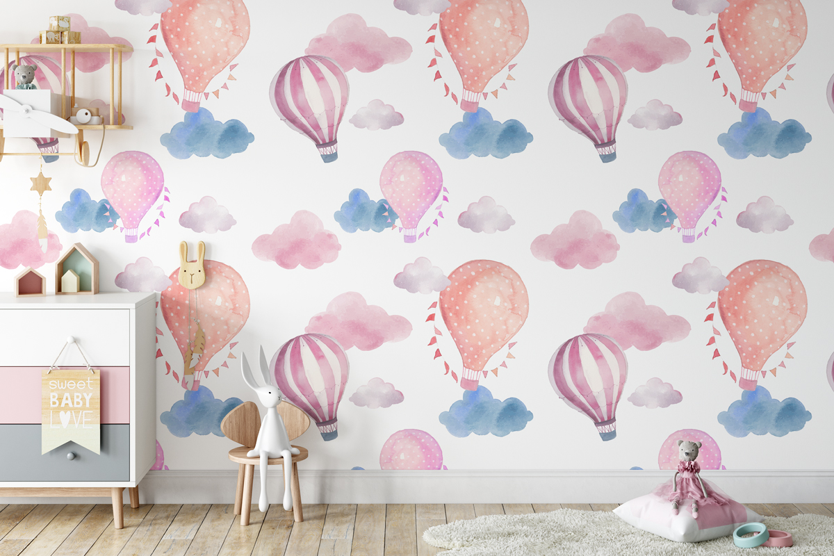 Tapeta - Balony malowane akwarelami - fototapeta.shop