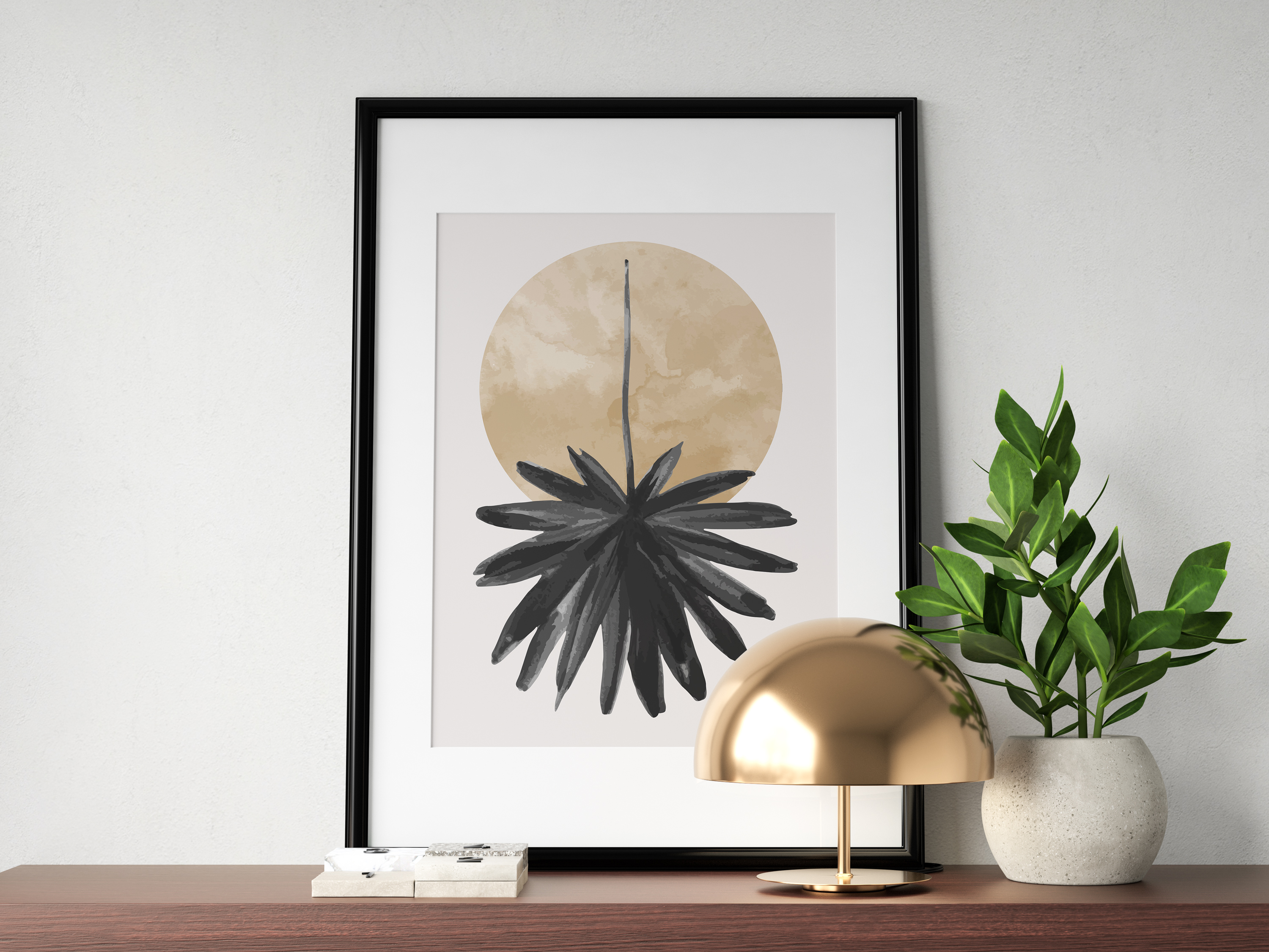 Plakat - Czarny liść palmy - fototapeta.shop
