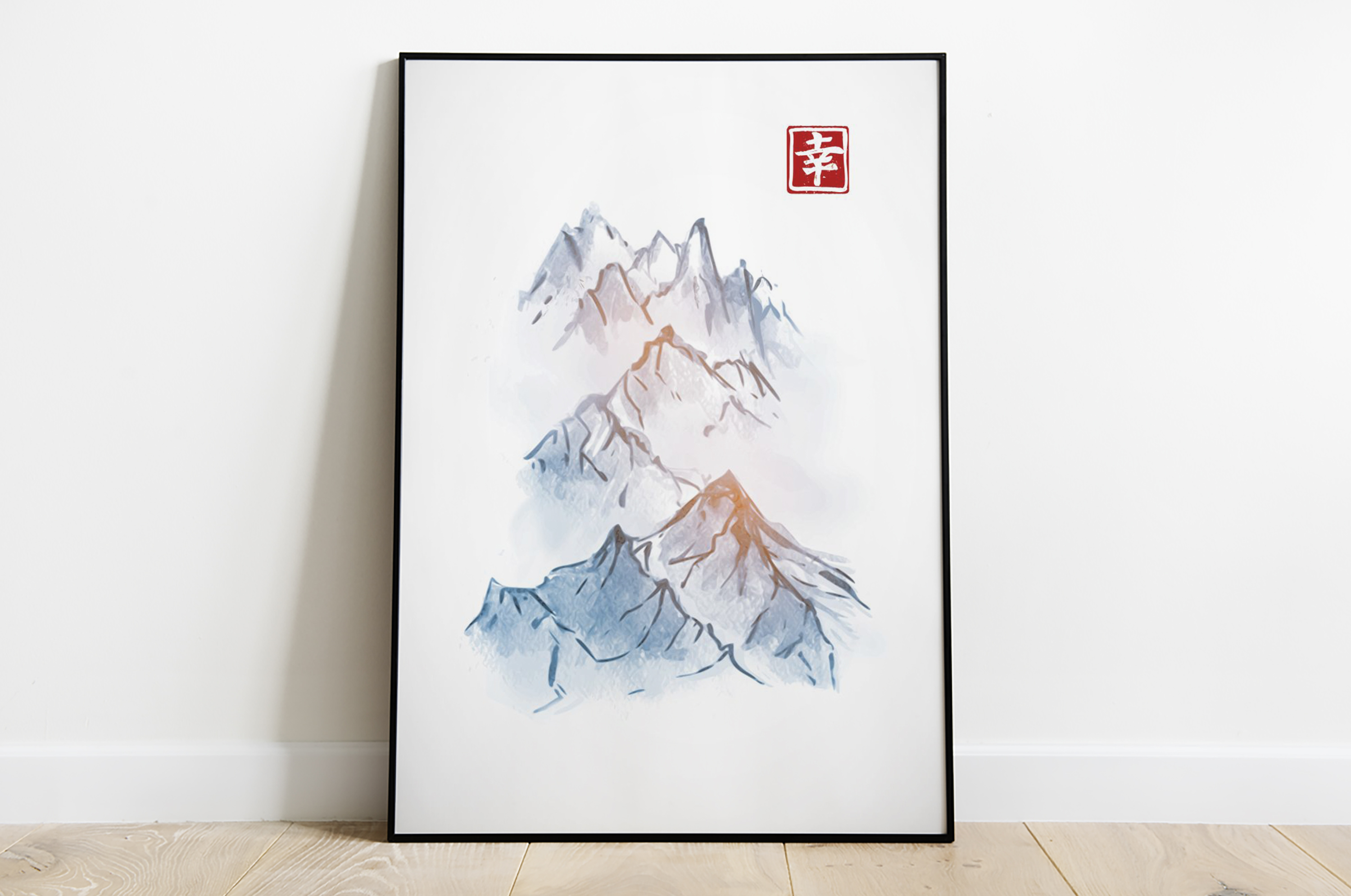 Japońska rycina - kolorowe szczyty