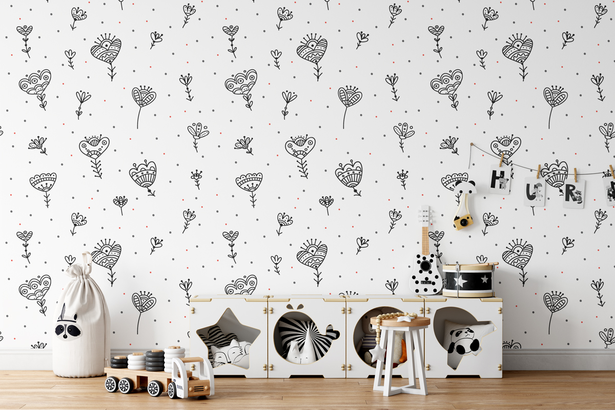 Tapeta - Zabawny kwiatowy rysunek - fototapeta.shop