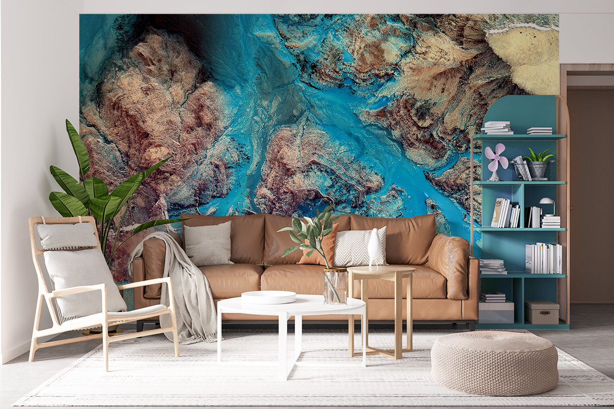Fototapeta - Góry z lotu ptaka, abstrakcyjne mazy - fototapeta.shop
