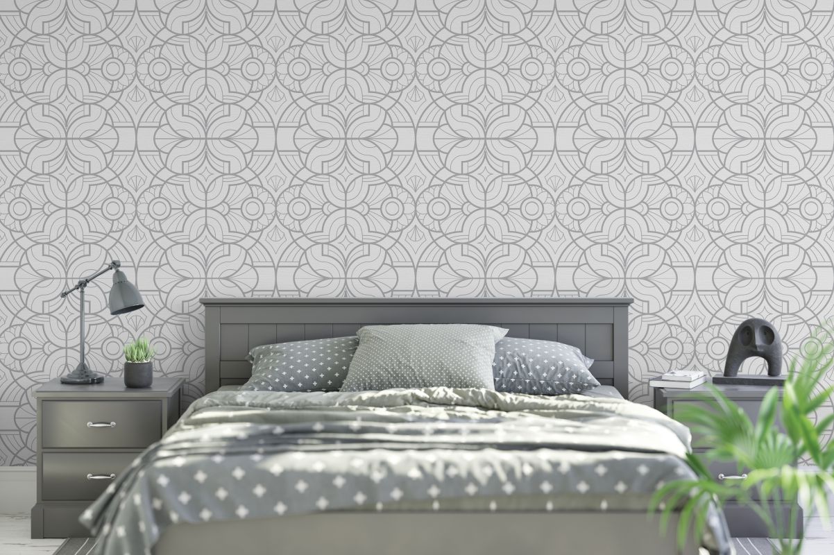 Tapeta - Wzór art deco w bieli - fototapeta.shop