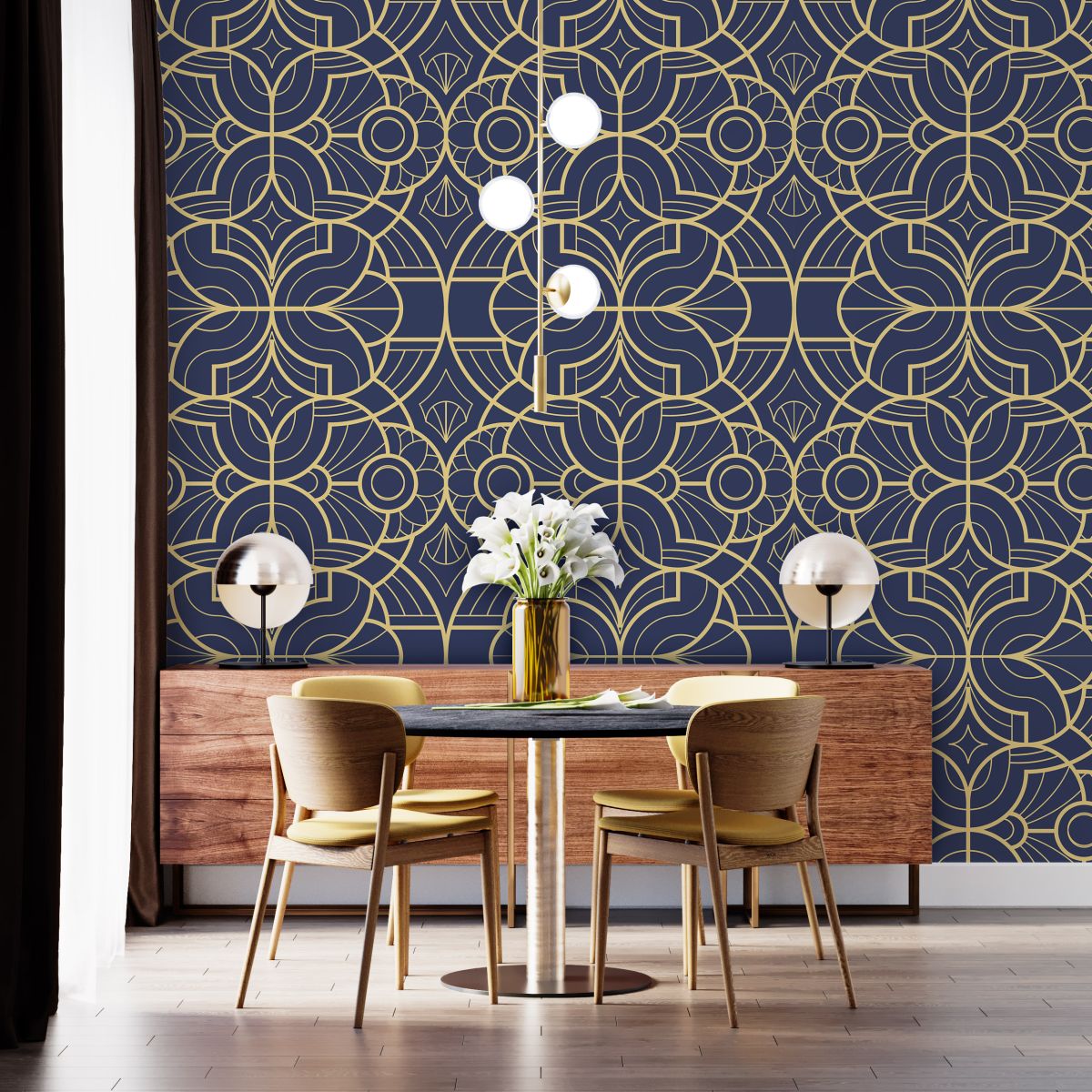 Tapeta - Wzór art deco w granacie - fototapeta.shop