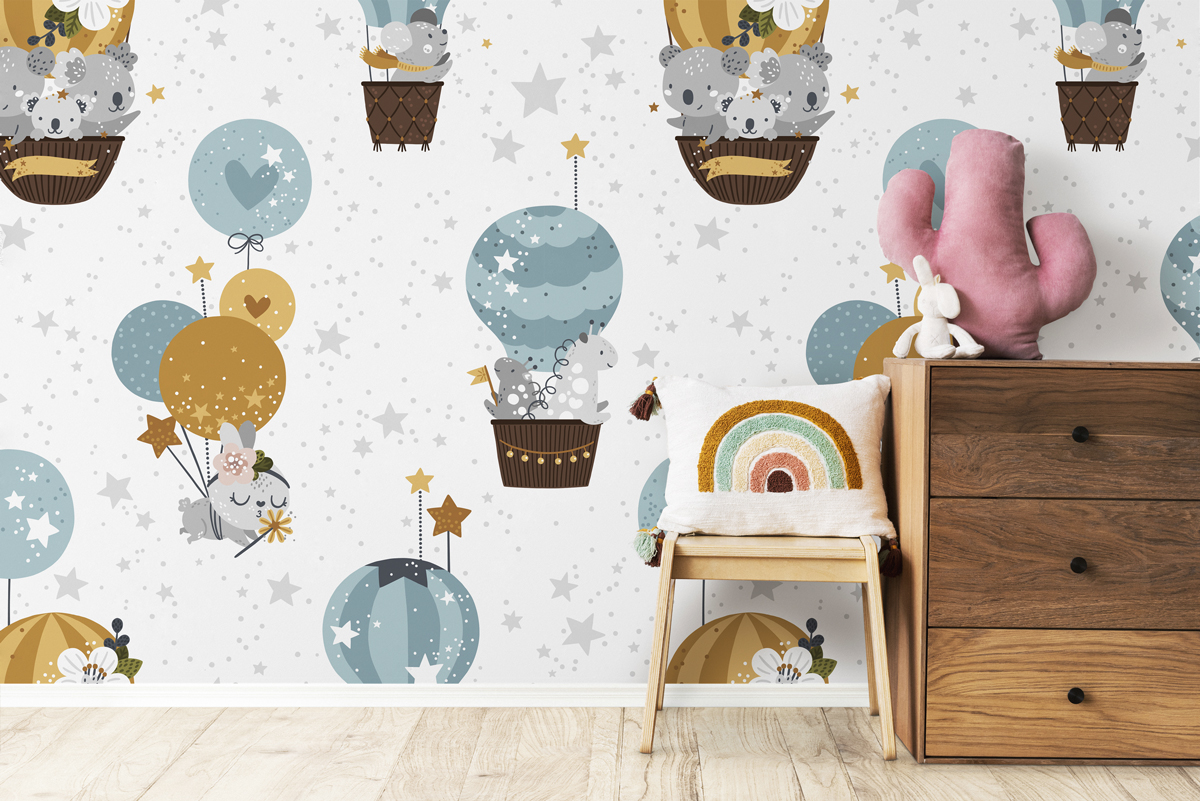 Tapeta - Zwierzątka w balonach - fototapeta.shop