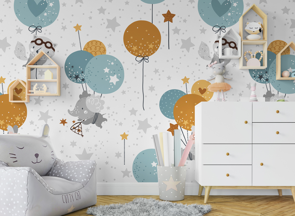 Tapeta - Baloniki i gwiazdki - fototapeta.shop