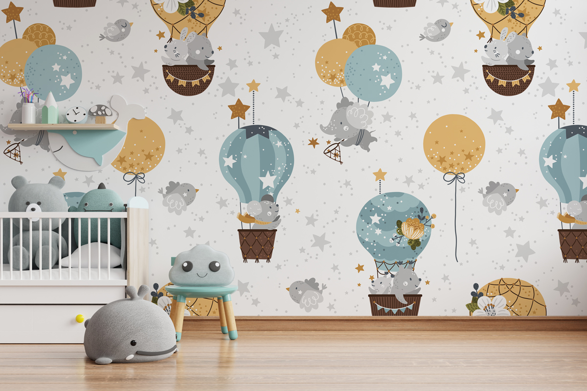 Tapeta - Ptaszki i balony - fototapeta.shop