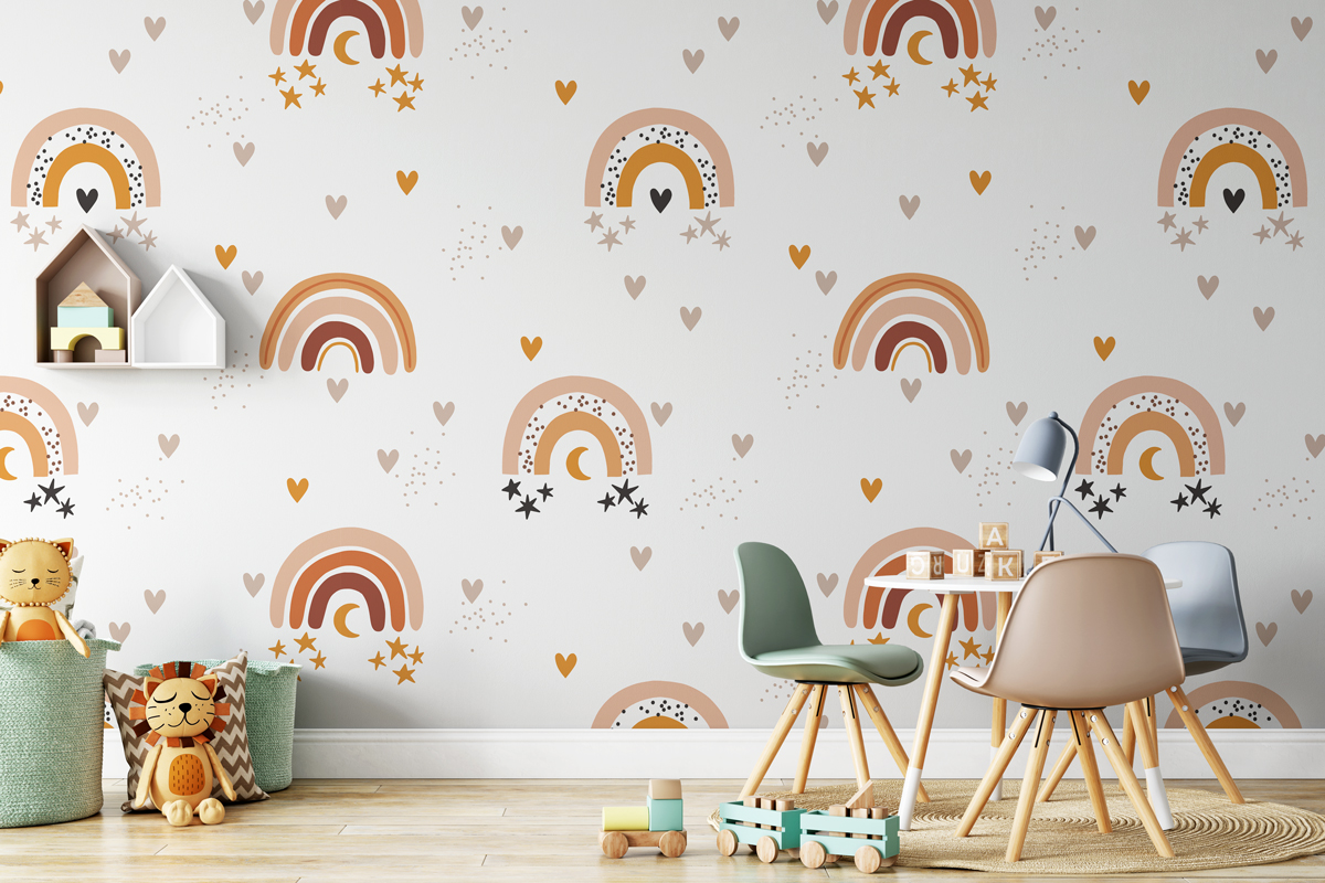 Tapeta - Tęcze, gwiazdki i serduszka - fototapeta.shop