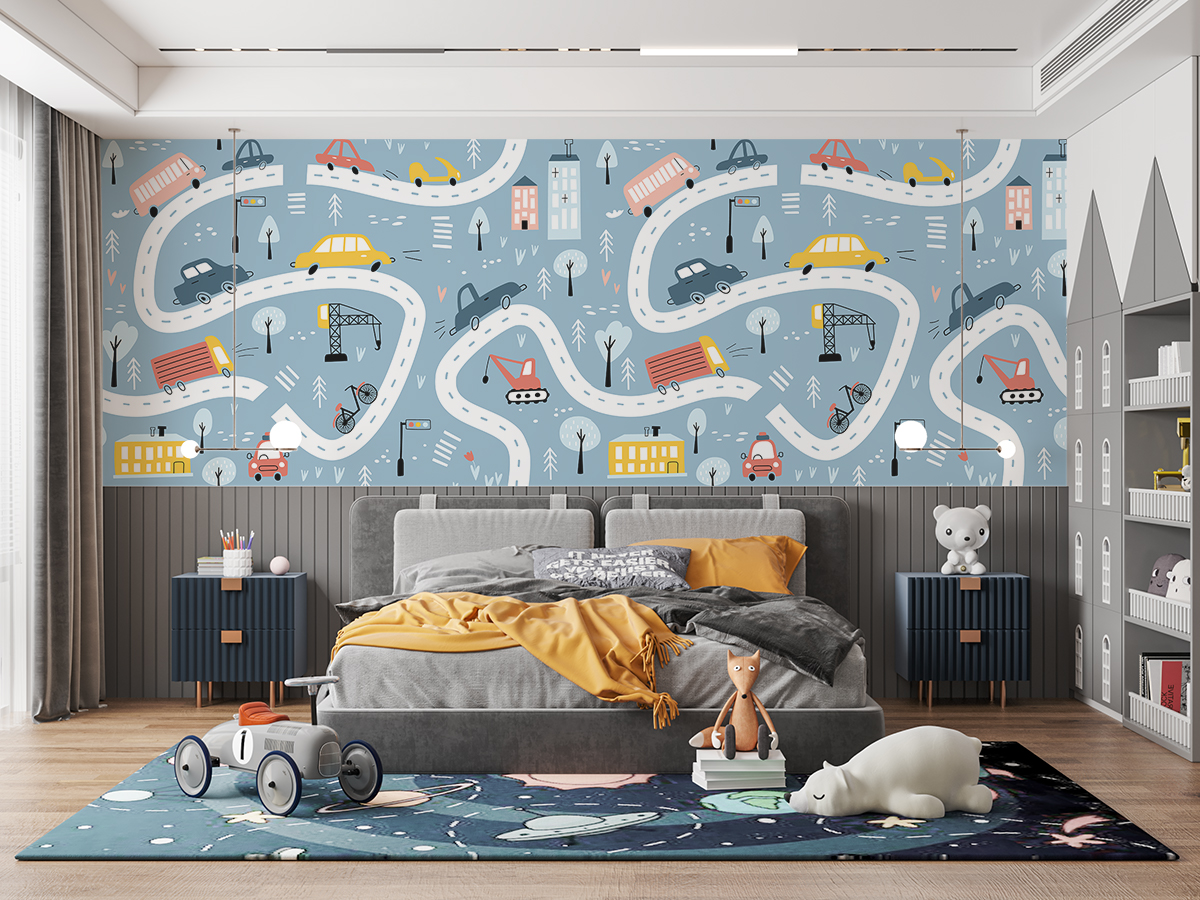 Tapeta - Niebieska mapa drogowa - fototapeta.shop