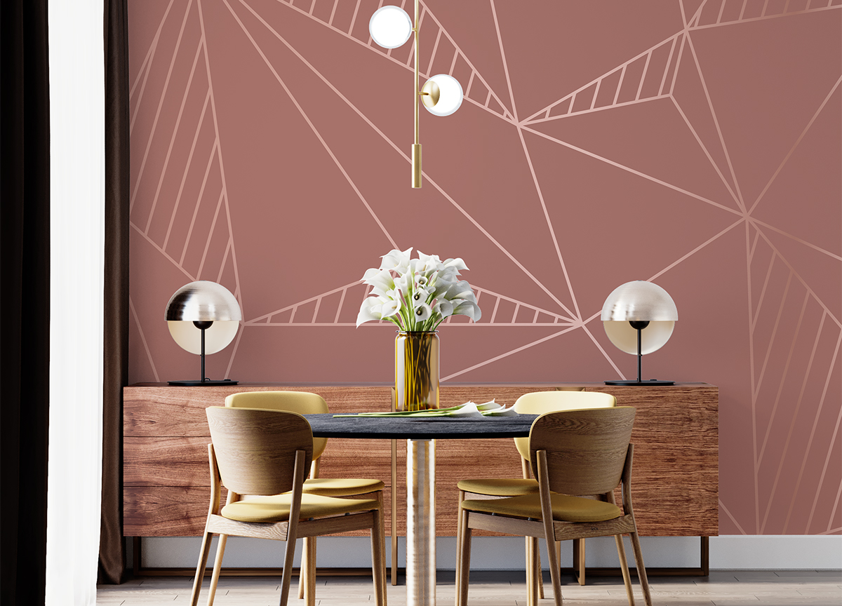 Fototapeta - Geometryczne linie na różowym tle - fototapeta.shop