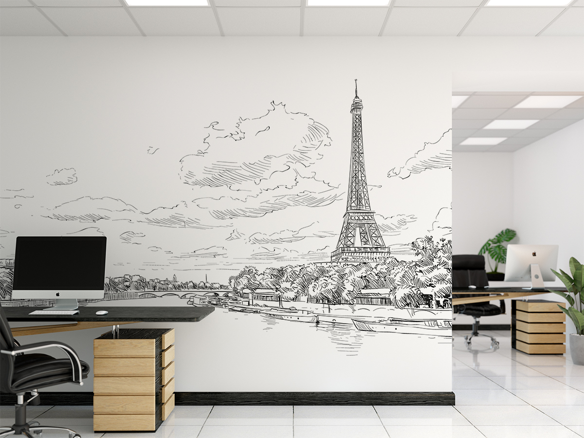 Fototapeta - Panorama Paryża - szkic - fototapeta.shop