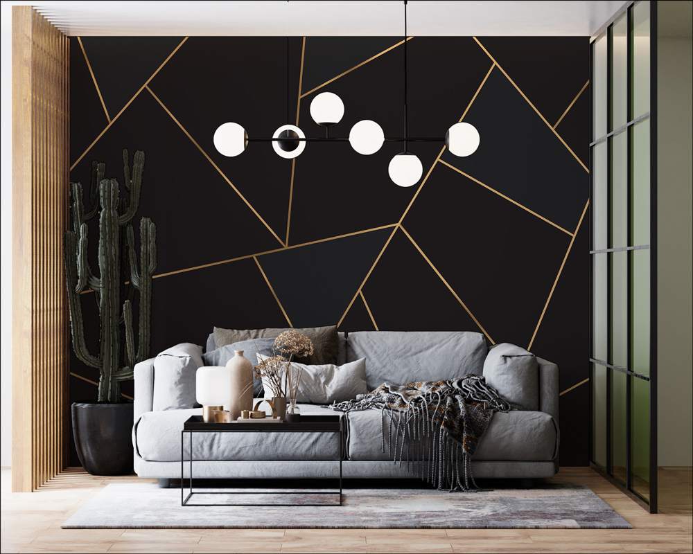 Fototapeta - Geometryczne linie na czarnym tle - fototapeta.shop