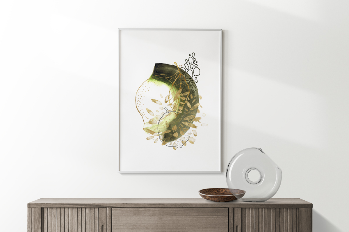 Plakat - Jadeitowa abstrakcja - cytryny - fototapeta.shop