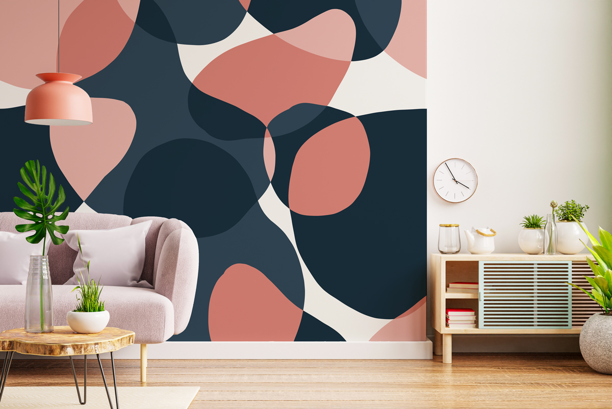 Tapeta - Barwne plamy w różu i granacie - fototapeta.shop