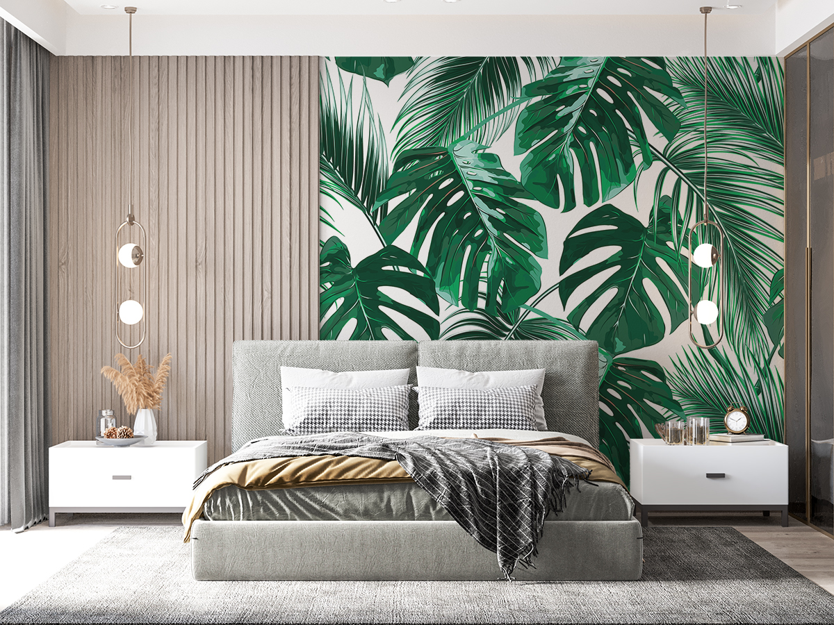 Tapeta - Monstera i palmy - fototapeta.shop