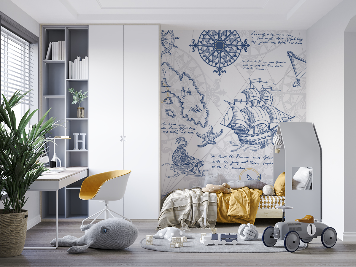 Tapeta - Mapa skarbów w stylu retro - fototapeta.shop
