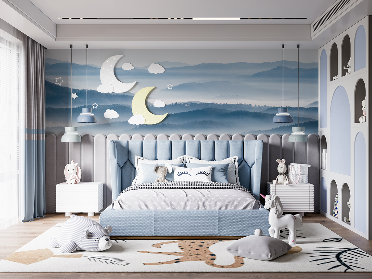 Fototapeta - Bladoniebieskie łagodne wzgórza - fototapeta.shop