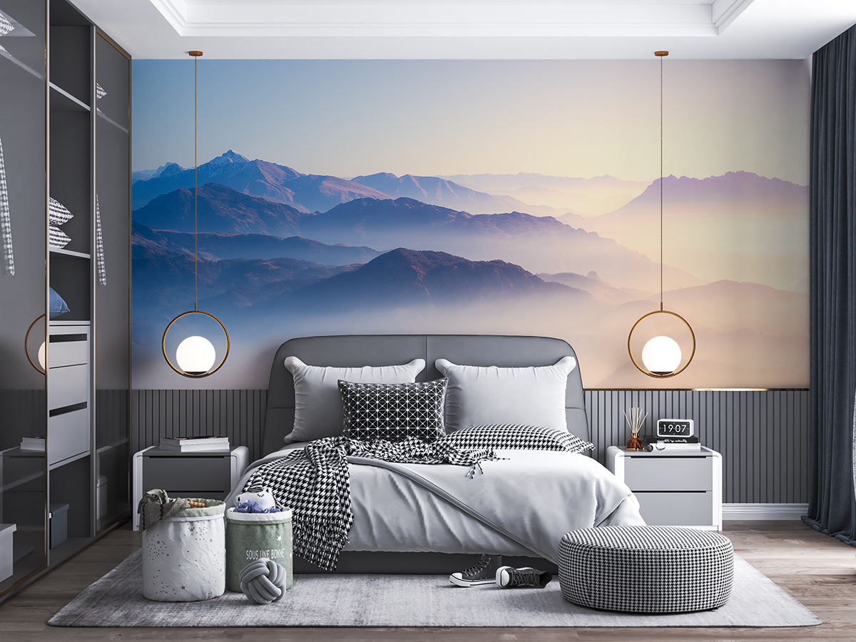 Fototapeta - Mgliste różowe góry - fototapeta.shop