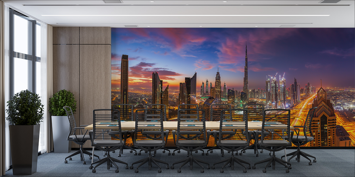 Fototapeta - Nocna panorama Dubaju - fototapeta.shop