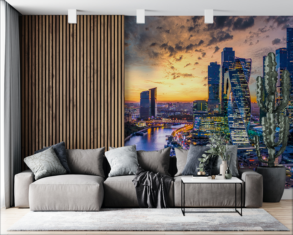Fototapeta - Nowoczesna Moskwa nocą - fototapeta.shop