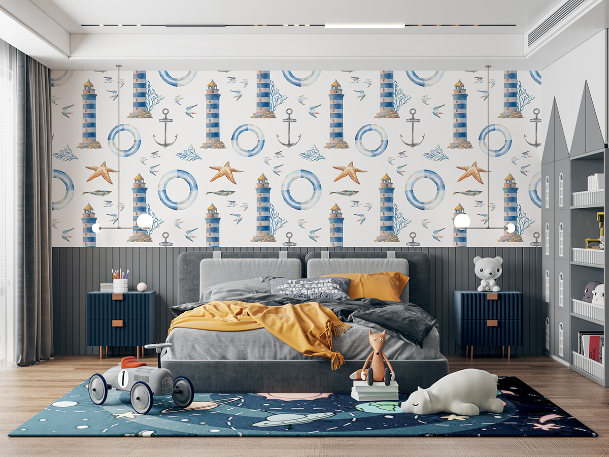 Tapeta - Nadmorskie motywy z latarnią morską - fototapeta.shop