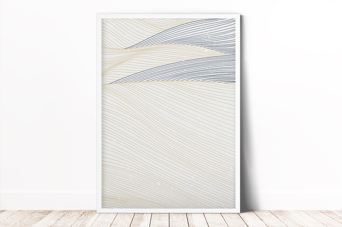 Plakat - Granatowe i złotawe linie - fototapeta.shop