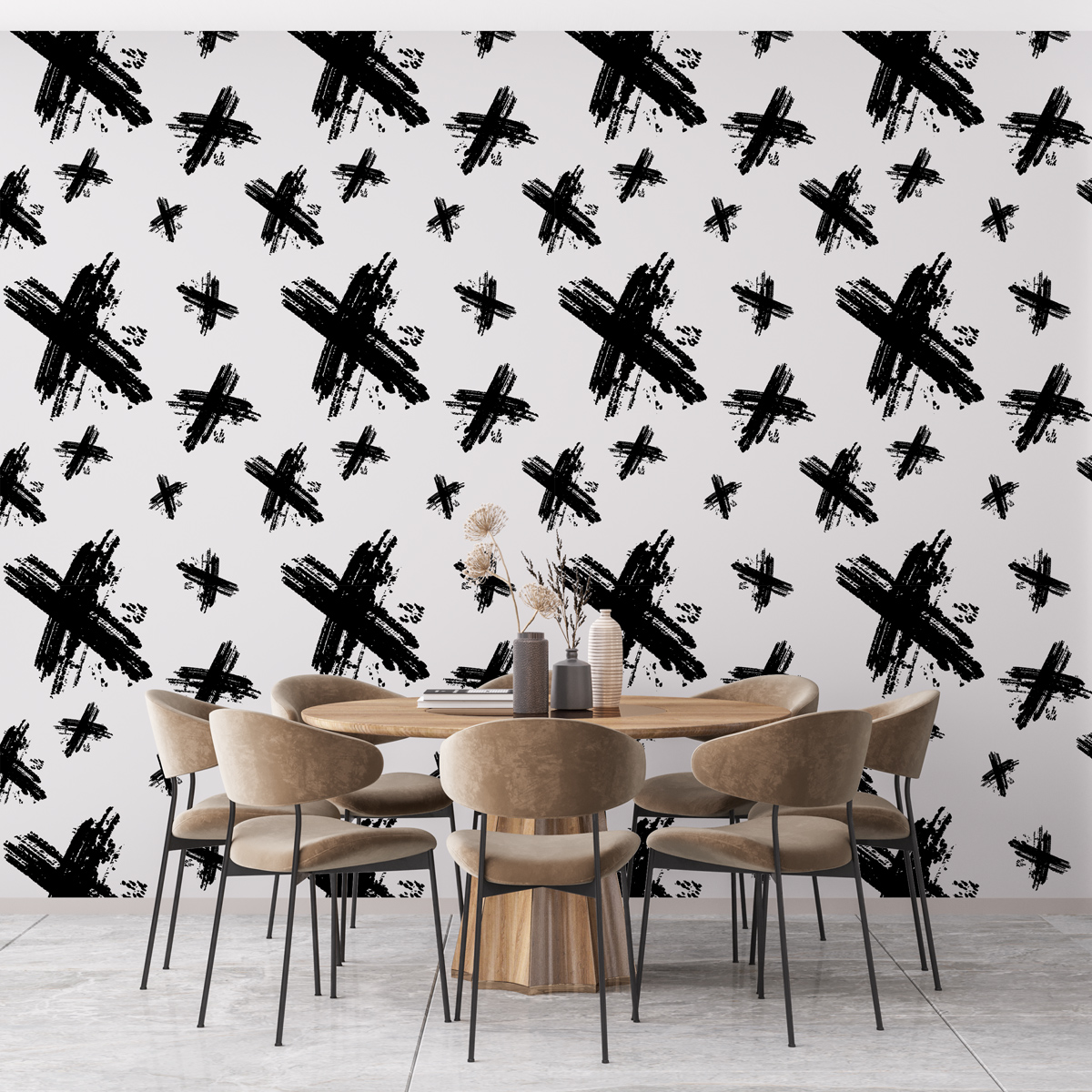 Tapeta - Krzyżyki malowane pędzlem - fototapeta.shop