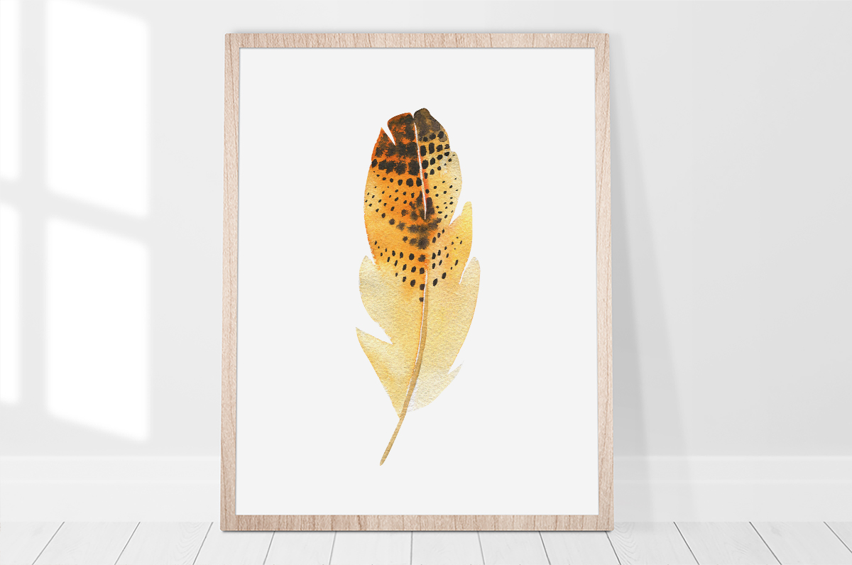 Plakat - Żółte piórko etno - fototapeta.shop
