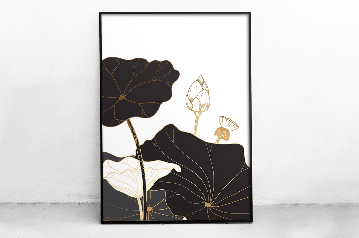 Plakat - Czarne kwiaty z delikatnym akcentem - fototapeta.shop