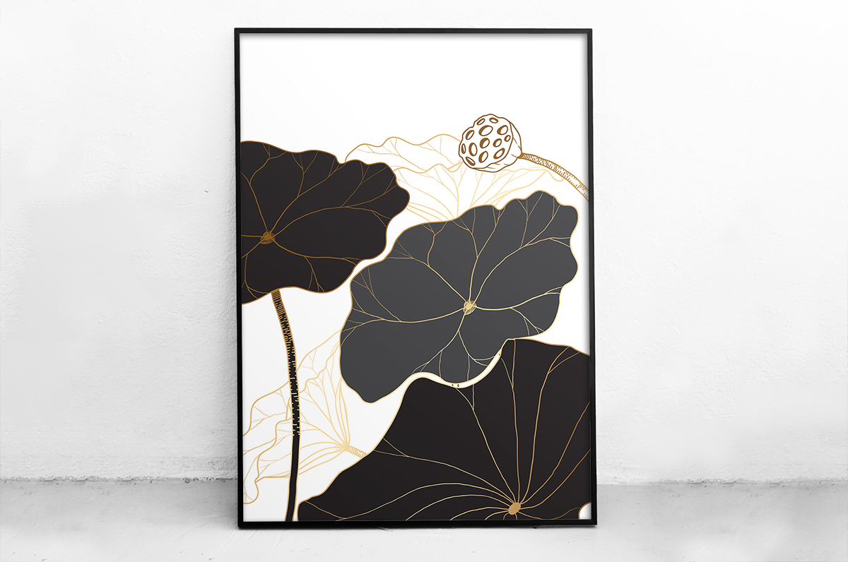 Plakat - Czarne, eleganckie kwiaty - fototapeta.shop