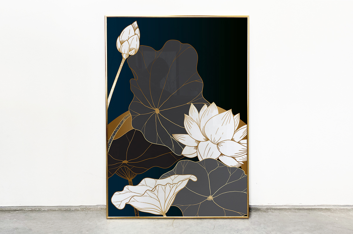 Plakat - Eleganckie kwiaty na czarnym tle - fototapeta.shop
