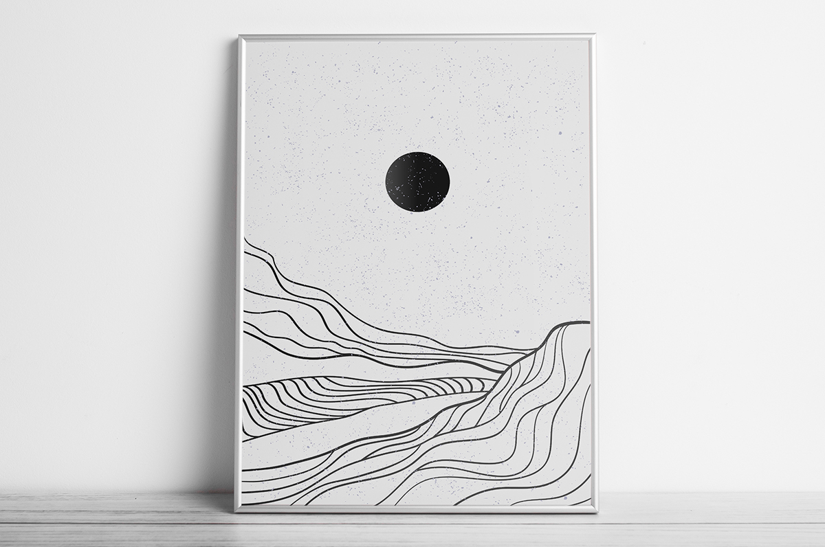 Plakat - Linie gór na szarym tle - fototapeta.shop