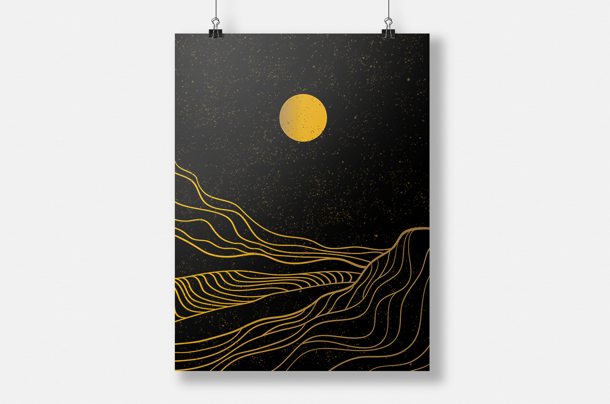 Plakat - Kontury gór i słońce - fototapeta.shop
